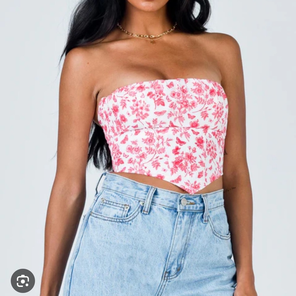 Princess Polly Juliet bustier Floral Strapless Top - Pink